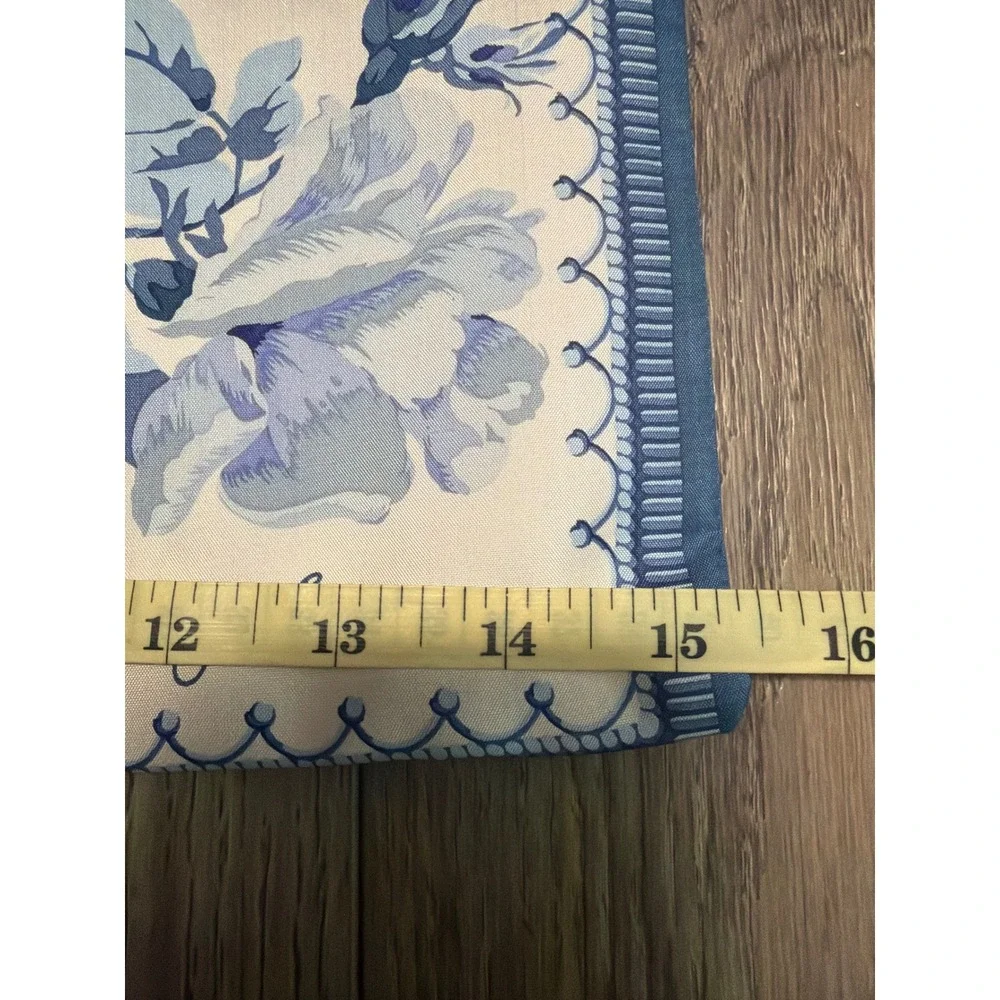 Jim Thompson Thai Silk pillow covers  Set 2 Blue White Floral Rose Square 15